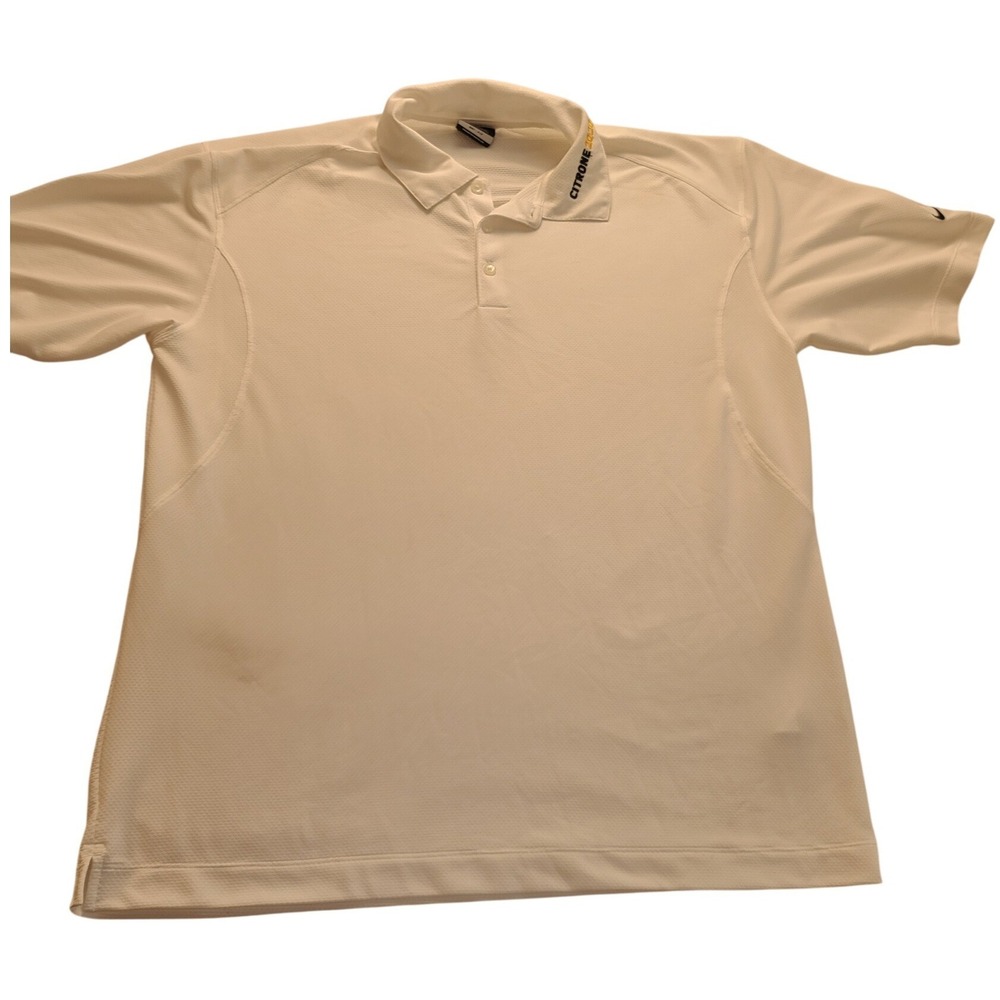 Nike Golf Dri-FIT Polo Shirt Men's L White Citrone 2020 Embroidery Short‎ Sleeve
